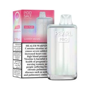 Pod Salt Pearl Pro 10000 Puffs 20mg Disposable Vape Peach Mango flavor device with retail box