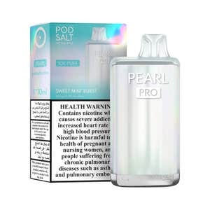Pod Salt Pearl Pro 10000 Puffs 20mg Disposable Vape Sweet Mint Burst flavor device with retail box