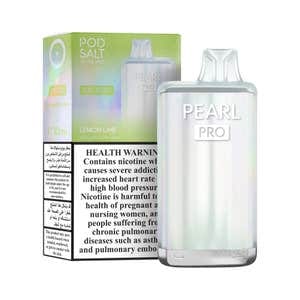 Pod Salt Pearl Pro 10000 Puffs 20mg Disposable Vape Lemon Lime flavor device with retail box