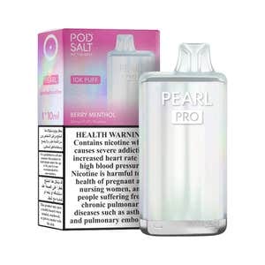 Pod Salt Pearl Pro 10000 Puffs 20mg Disposable Vape Berry Menthol flavor device with retail box