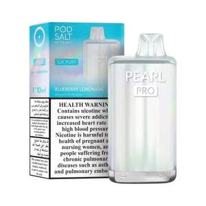 Pod Salt Pearl Pro 10000 Puffs 20mg Disposable Vape Blue Lemonade flavor device with retail box