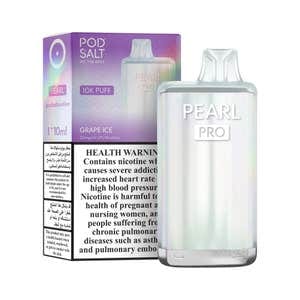 Pod Salt Pearl Pro 10000 Puffs 20mg Disposable Vape Grape Ice flavor device with retail box