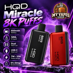 HQD Miracle 8000 Puffs Zero Nicotine Vape in Dubai