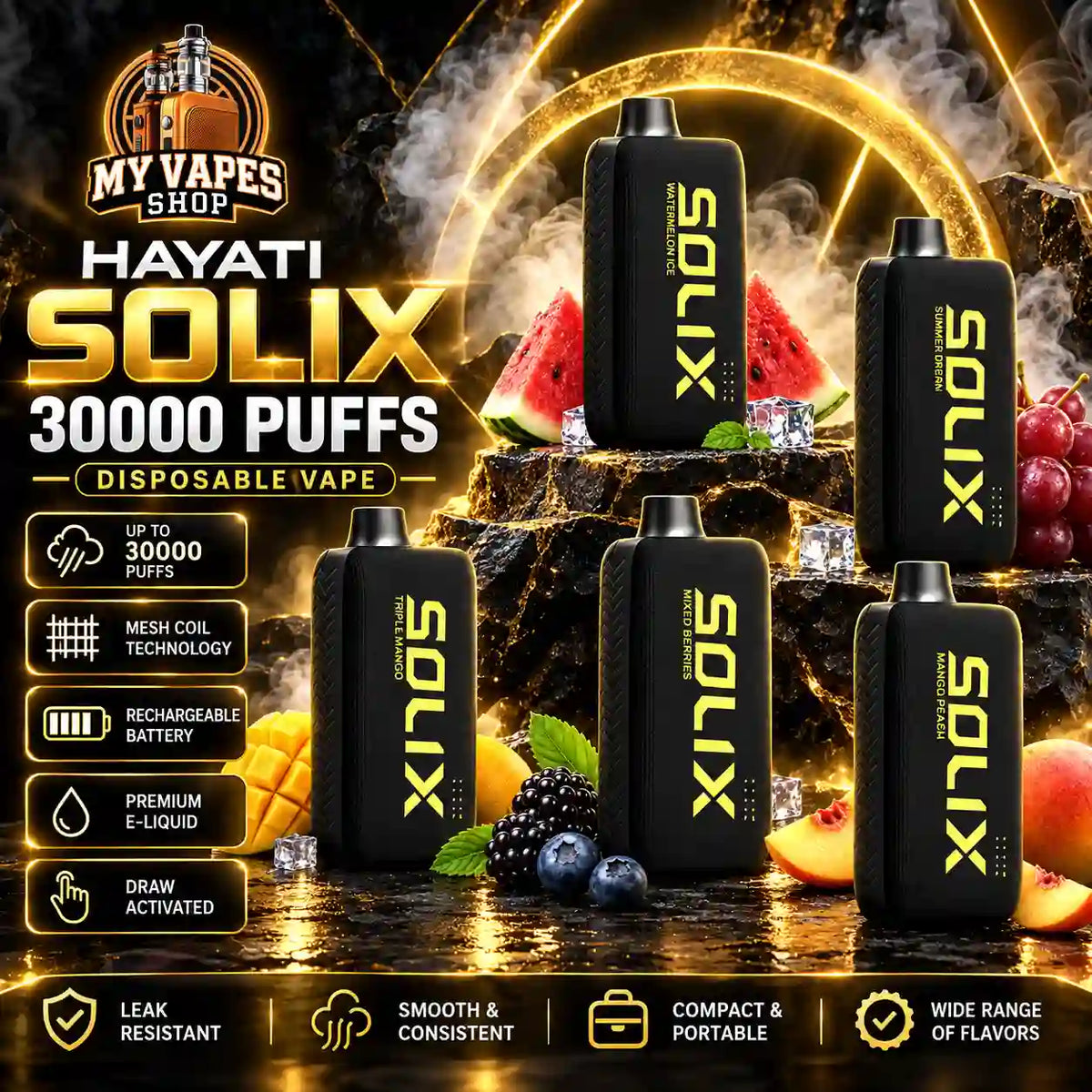 Hayati Solix 30000 Puffs Disposable Vape Golden Edition In Dubai