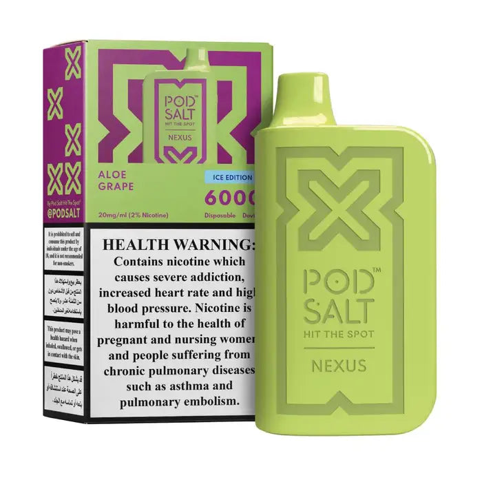 Pod Salt Nexus 6000 Puffs Disposable Vape aloe grape flavors device with pack