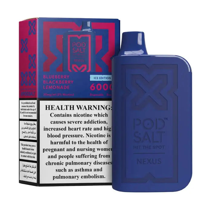 Pod Salt Nexus 6000 Puffs Disposable Vape blueberry blackberry lemonade flavors device with pack