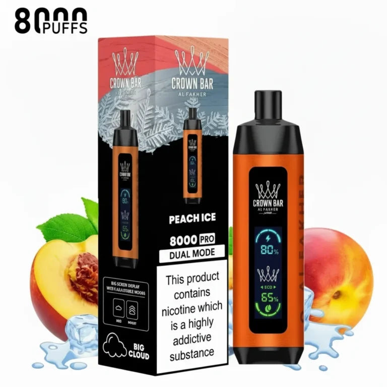 Crown Bar Al Fakher 8000 Puffs – Peach Ice Disposable Vape