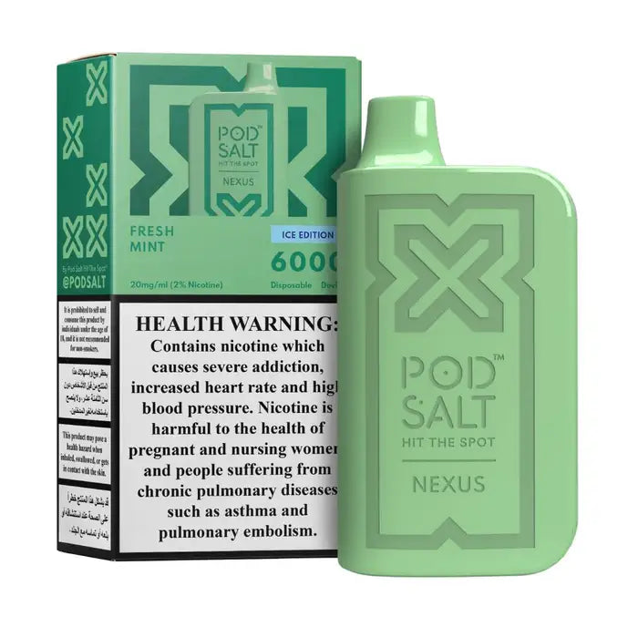 Pod Salt Nexus 6000 Puffs Disposable Vape fresh mint flavors device with pack