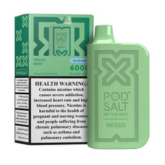 Pod Salt Nexus 6000 Puffs Disposable Vape fresh mint flavors device with pack