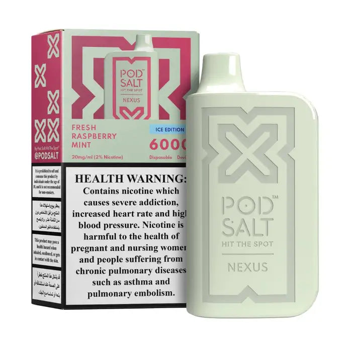 Pod Salt Nexus 6000 Puffs Disposable Vape fresh raspberry mojito flavors device with pack