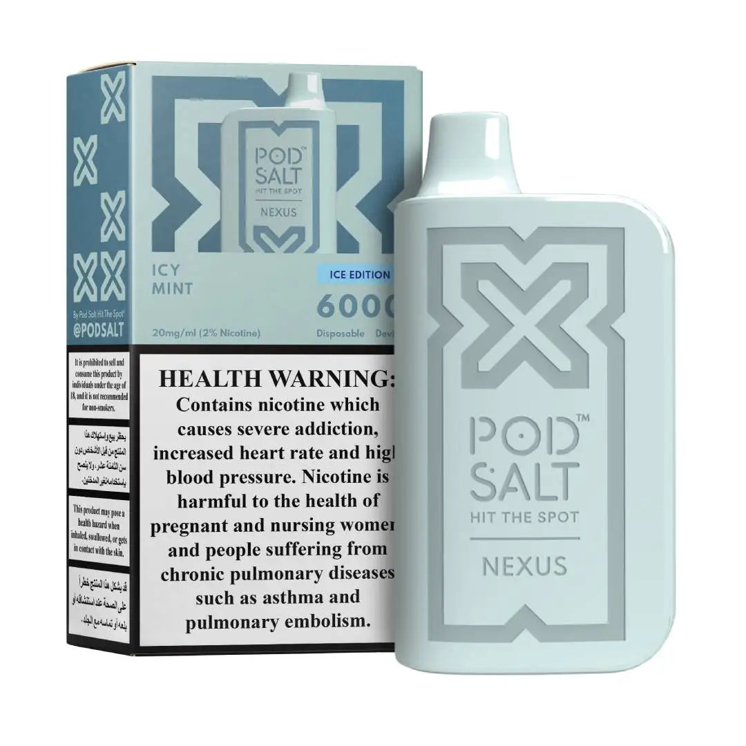 Pod Salt Nexus 6000 Puffs Disposable Vape icy mint flavors device with pack