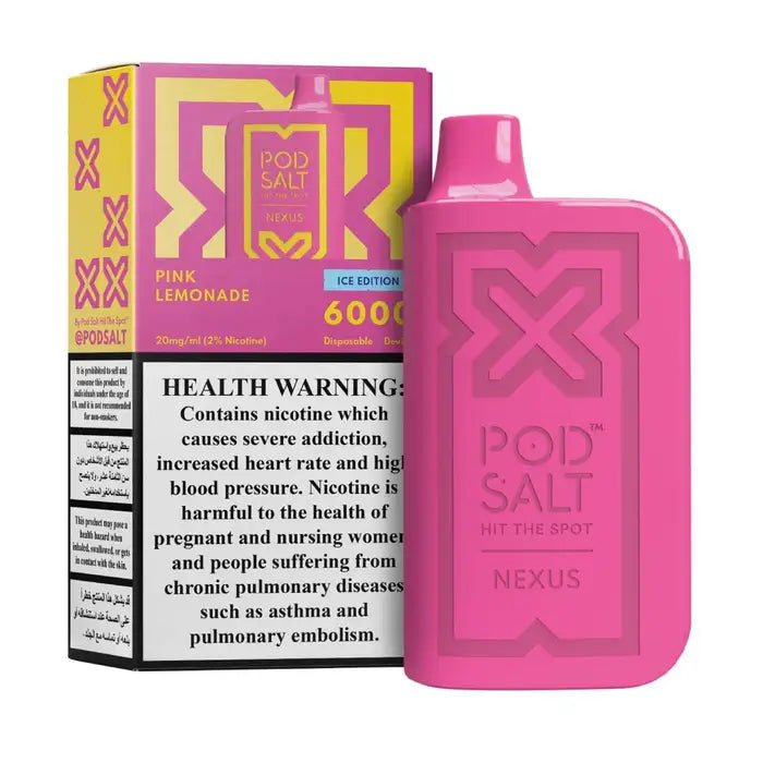 Pod Salt Nexus 6000 Puffs Disposable Vape pink lemonade flavors device with pack