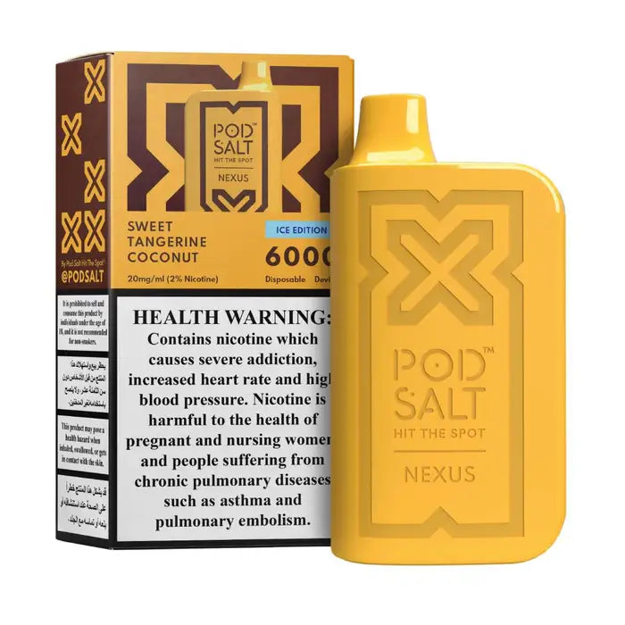 Pod Salt Nexus 6000 Puffs Disposable Vape sweet tangerine coconut flavors device with pack